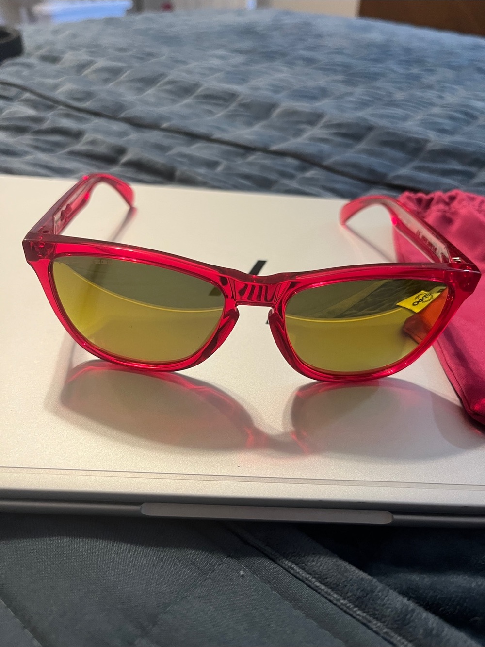 Rare Oakley Frogskins in Acid Pink W/ Fire Iridium Polarized